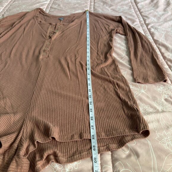 Aerie Ribbed Oversize Romper Long Sleeve Loungewear Sleep Cozy Size Medium - Picture 2 of 6
